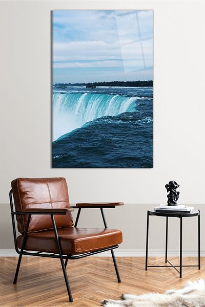 Vosevu Pictură verticală din sticlă Niagara Falls, decor modern pentru biroul de acasă, decorare de perete pentru cadou, sticlă irezistibilă
