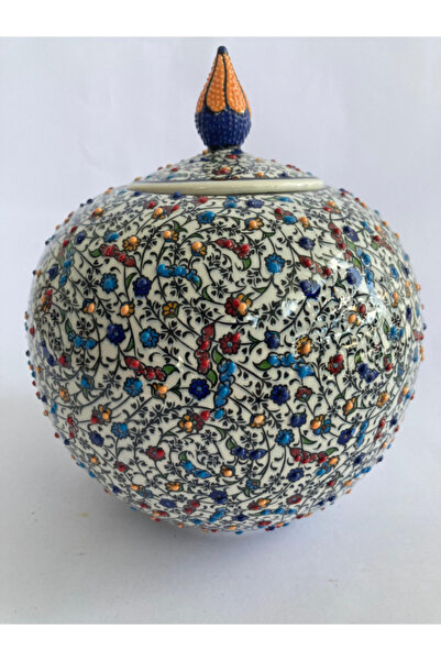 RGS ÇİNİ RGS Çini Seramik Özel El Yapımı Dekoratif Kapaklı Vazo