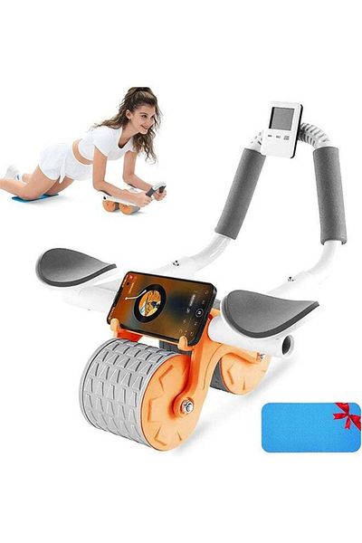 fulina Abdominal Exercise Roller, With Elbow Support and Timer, Suitable for Men and Women, Orange