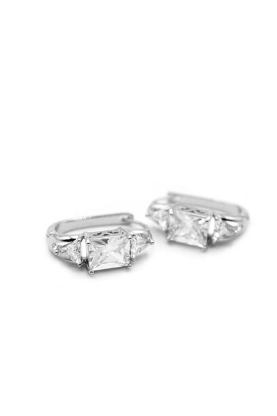 Royaleks Baguette Jewelled Earrings - Silver