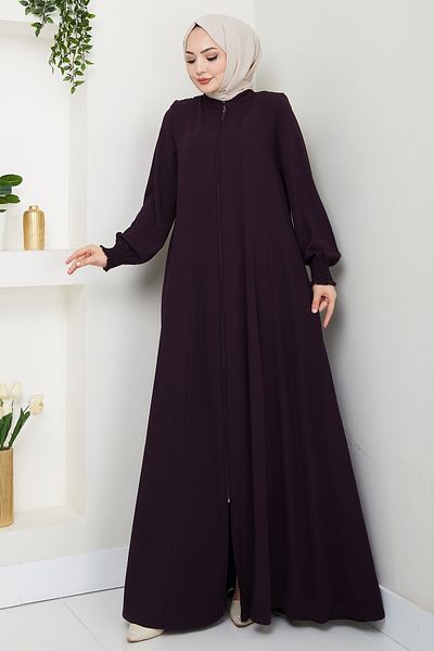 InStyle Purple Ferace with Shirred Sleeves and Piping