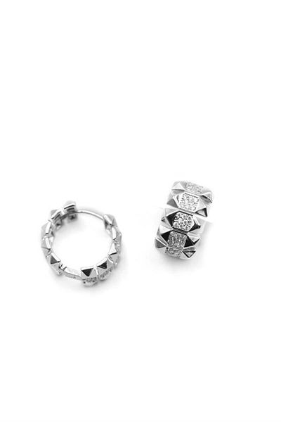 MR RZN STORE Jewelled Hoop Earrings - Silver