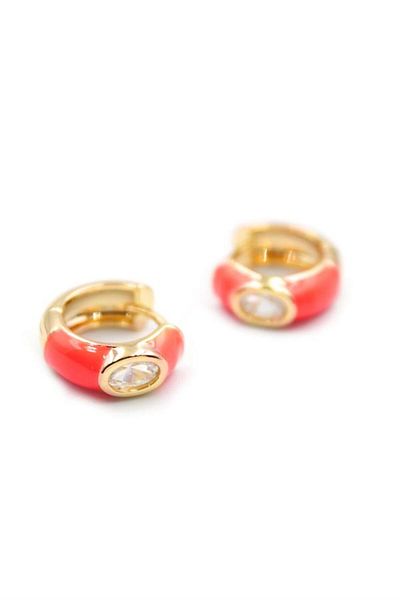 MR RZN STORE Enameled Hoop Earrings - Red