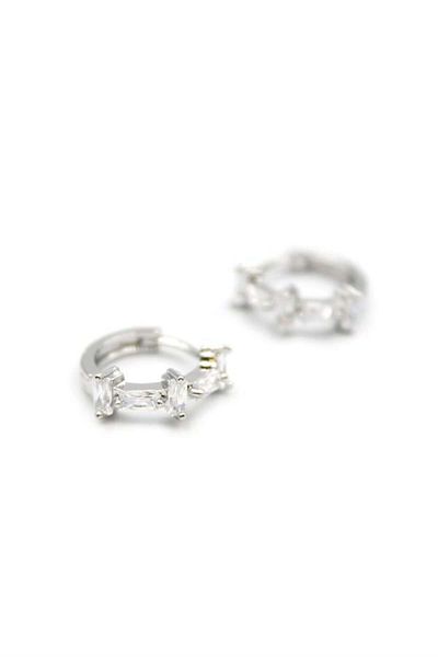 MR RZN STORE Jewelled Hoop Earrings - Silver