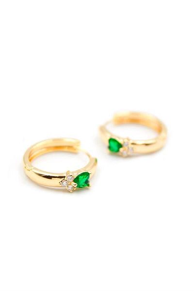 Royaleks Heart Hoop Earrings - Green