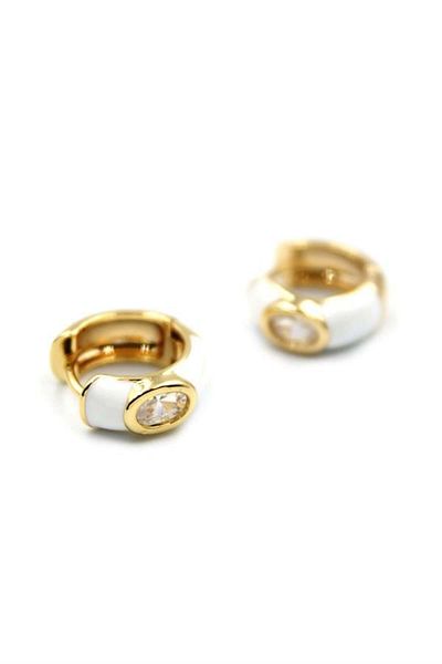 Royaleks Enameled Hoop Earrings - White
