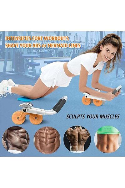 fulina Abdominal Exercise Roller, With Elbow Support and Timer, Suitable for Men and Women, Orange