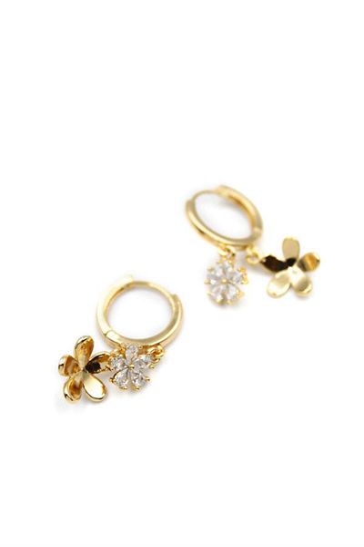 Royaleks Zircon Stone Flower Earrings - Gold