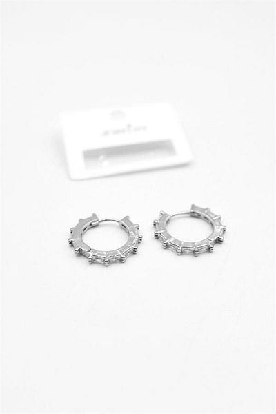 MR RZN STORE Baguette Jewelled Earrings - Silver