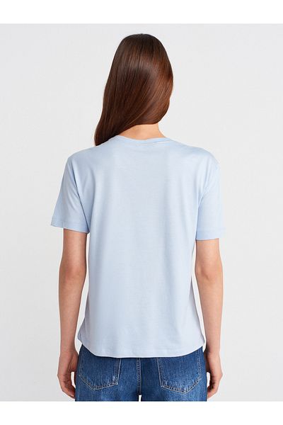 Dilvin 31791 Tricou Crew Neck-albastru deschis