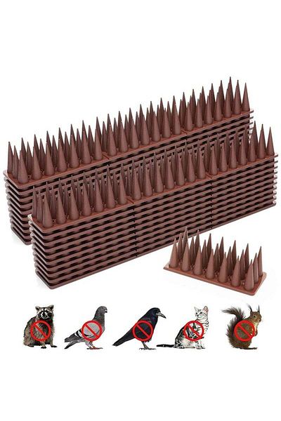 fulina 20 Pack Bird Spikes,Suitable for Every Weather,Plastic Fence Nails for Railings Roofs,Brown