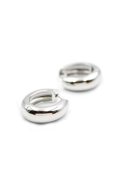 MR RZN STORE Oval Hoop Earrings - Silver