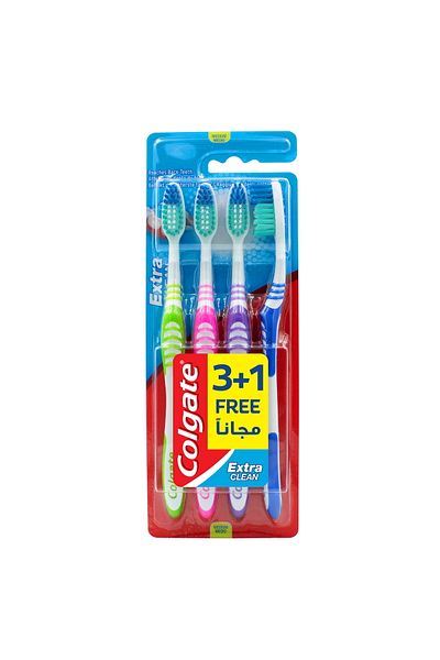 Colgate Extra Clean Medium Toothbrush Assorted Colour 4 pcs