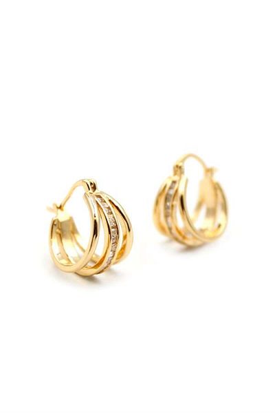 MR RZN STORE Jewelled Hoop Earrings - Gold