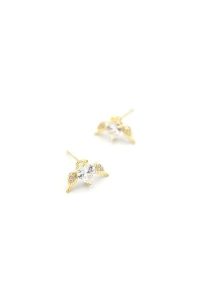 MR RZN STORE Silver Needle Heart Earrings - Gold