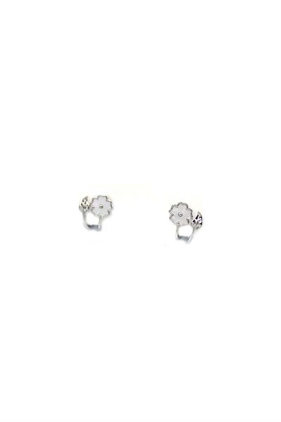 Royaleks Silver Needle Flower Earrings - Silver