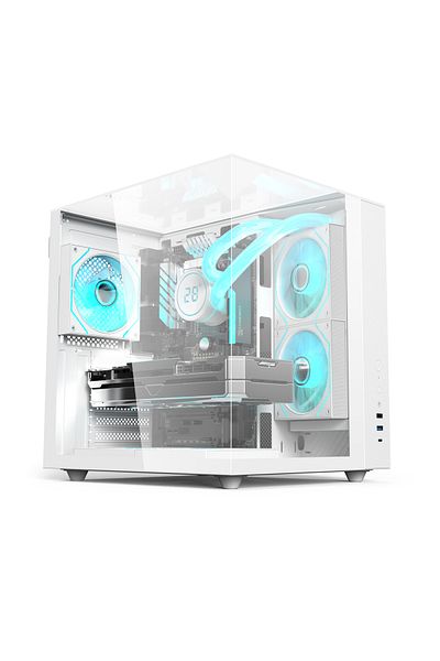 SHARX PROFIN Mid-Tower Gaming Cabinet, ATX, 5x 120mm Pre-Installed ARGB Fans White - GX500W