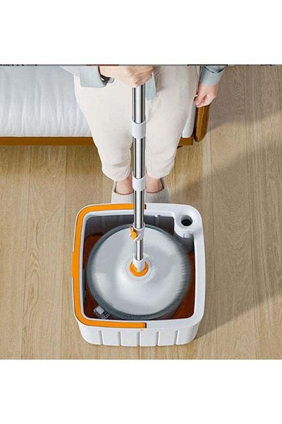 COOYA Spinning Mop Bucket,Stainless Steel,360 Degree Spinning Floor Cleaning with 2 Replacement Heads