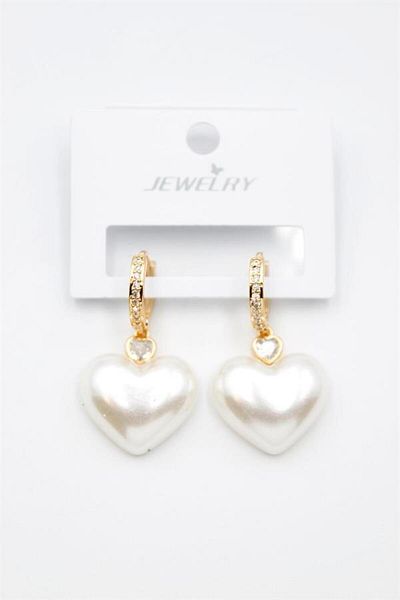 MR RZN STORE Pearl Heart Earrings - Gold