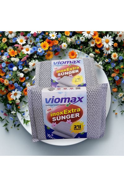 Viomax (4 Pieces) Gray Inox Steel Dish Sponge