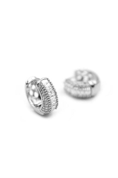 MR RZN STORE Jewelled Hoop Earrings - Silver