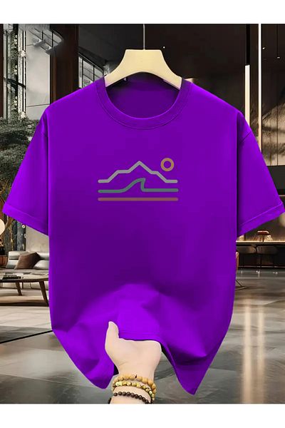 uyguntarz Unisex Sunny Mountain Design Printed Tshirt