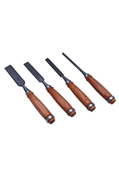 flores Set of 4 professional wood chisels, wooden handle, 245 mm