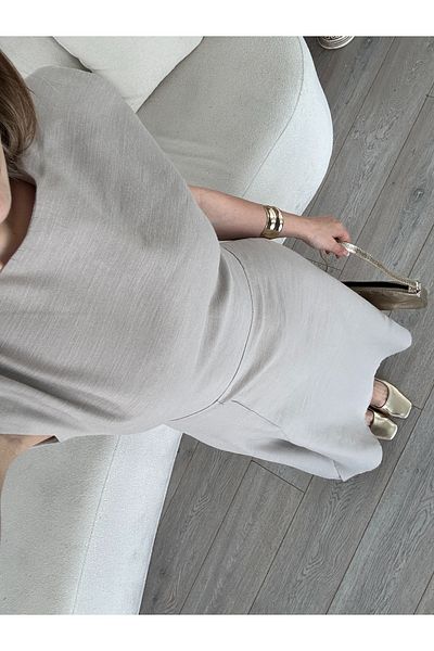 Deppot Vattkali Linen Slit Graduation Prom Special Occasion Wedding Holiday Dress