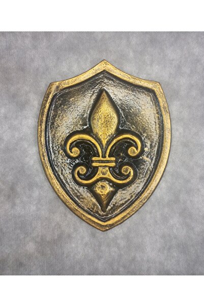 Metal Duvar Süsü Fleur de Lis Plaket Antik Gold Renk 21,5cm X 17cm