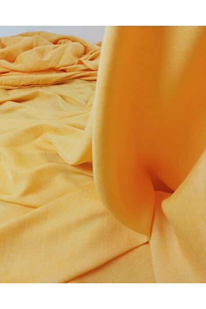 Kumaş Parça Курячий жовтий колір віскозний льон (ширина 150 см x довжина 195 см)