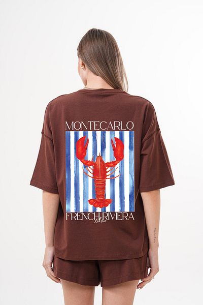 JANSO GROUP -Women Lobster Printed Tshirt-Shorts Set 2Pcs Oversized Large Size Cotton