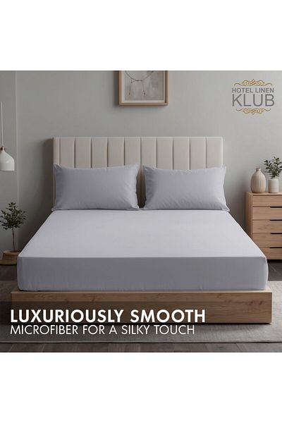 Hotel Linen Klub 2-Piece Microfiber Single (90x190cm) Plain Fitted Sheet Set