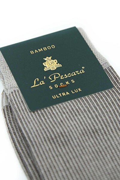 La Pescara Μπεζ ριγέ μοτίβο 6 τεμαχίων Ultra Luxury Bamboo Ανδρικές κάλτσες CRP308