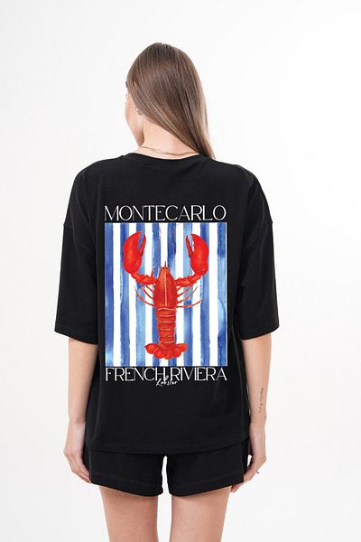 JANSO GROUP -Women Lobster Printed Tshirt-Shorts Set 2Pcs Oversized Large Size Cotton