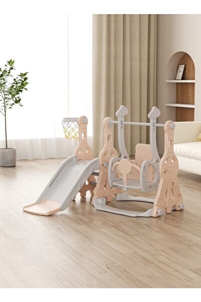 FULLJOY زحليقة مع مرجيحة كل شكل جيتار مع طوق كرة سلة 3*1 وردي فاتح