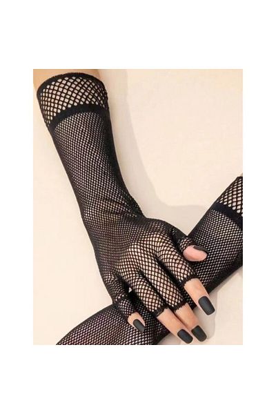 VEGAROKS Fishnet Cut Fingered Imported Black Fishnet Gloves