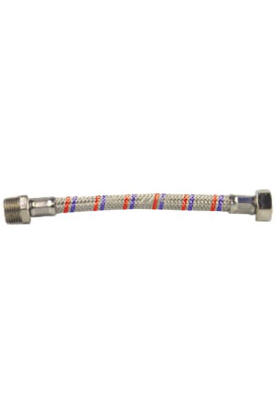 flores Stainless steel water connection, 1/2 - 1/2, Nut + Nipple, 50 cm