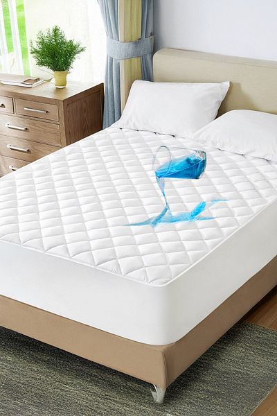 Bonny Home Unicolor Quilted Fitted Full Elastic Liquid Proof Mattress Pad Silent and Breathable Mattress Protector