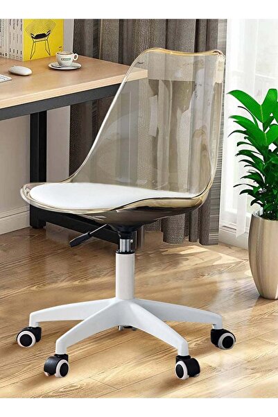 Taimi 4-Pieces Adjustable Swivel 360° Armless Desk Chair w/ wheels,Brown- 77-87H x 43-53SH x 54D x 48SW cm