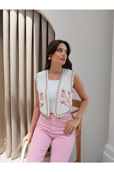 ESRAHELVACI Beadwork Cotton Vest