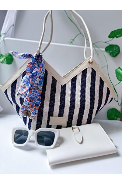 HC BAG New Season Women's Shoulder Bag with Scarf and Straw Details