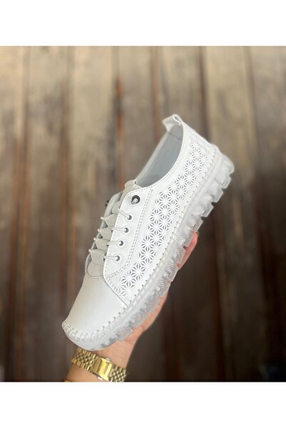 Afilli Pantofi de damă, alb, din piele naturală, gel ortopedic, talpă groasă, confortabilă, fără șireturi, pentru mers zilnic, balerină, pantofi pentru mamă