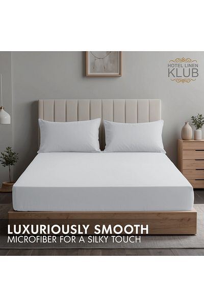 Hotel Linen Klub 3-Piece Microfiber Twin (120x200cm) Plain Fitted Sheet Set