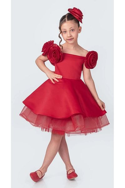 vestitino Rose Girl's Evening Dress with Rose Accessories