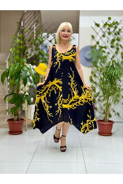 Punta Otantik Hl14025 Viscose Crescent Dress with Shoulder Ring Straps