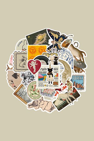 dadi ramba Vintage Retro Sticker Pack -Bullet Journal - Agenda -Laptop Sticker Decal