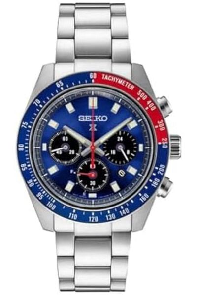 Seiko SSC931 Men's Analog Chronograph Quartz Watch - Blue Dial Silver-Tone Stainless Steel Band - 10