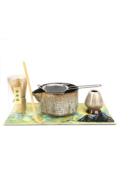 SHTALHST 7 Parça Matcha Seti Matcha Kasesi 430 ml Çırpıcı Süzgeç Kaşık ve Aks...