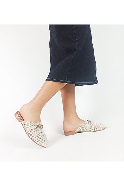 GDT Ayakkabı Beige Color Knitwear Knitted Stone Detailed Lacy Women's Slippers