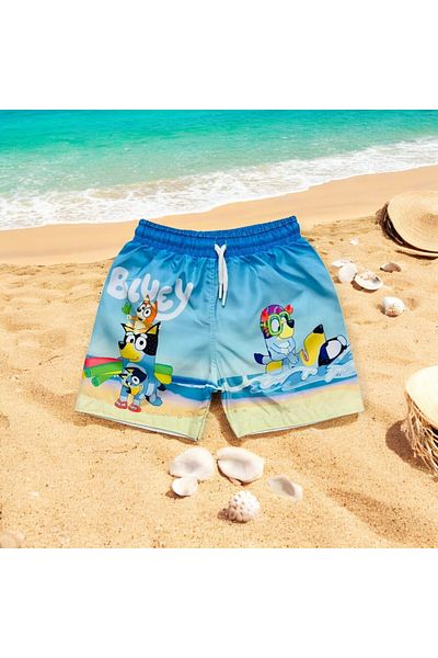 MİLAYS LİFE HOME COLLECTİON Pantaloni scurți de baie pentru băiat cu plasă impermeabilă - imprimeu cu caractere și șireturi în talie
